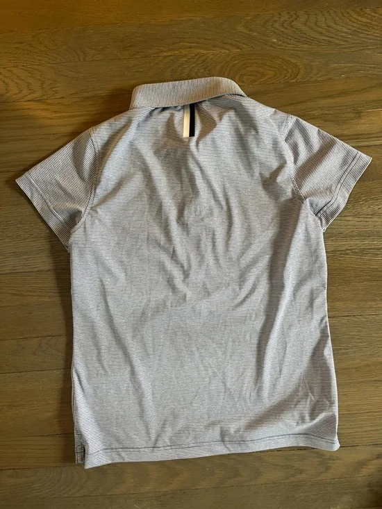 Rhoback Whaler Heather Stripe Performance Polo in Fleet Navy/White - Picture 5 of 5